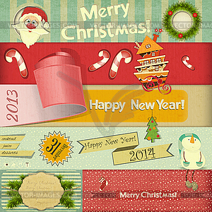 Old Christmas postcard - vector clipart