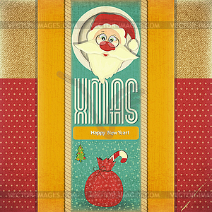 Old Xmas postcard - vector image