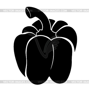 Bell pepper silhouette - white & black vector clipart