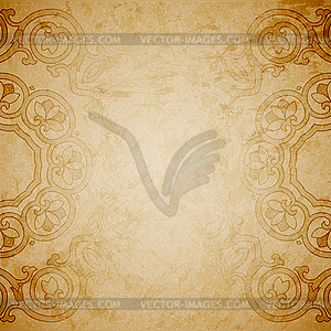 Aged paper background with round ornament - vector clipart