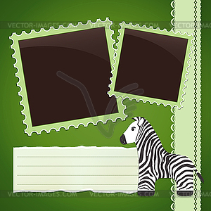 Photo album page with zebra - vector image