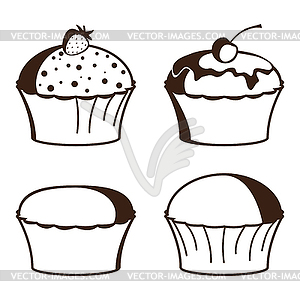 Silhouette cupcakes - vector clip art