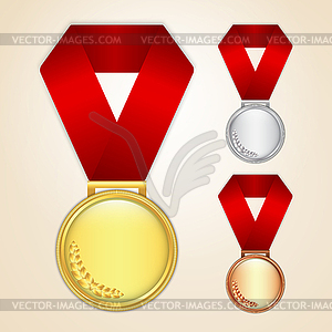 Комплект медалей - стоковый клипарт