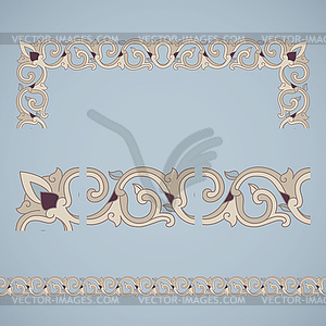 Seamless tiling border, frame and corner - vector clipart