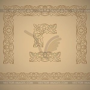 Seamless tiling border, frame and corner - vector clipart