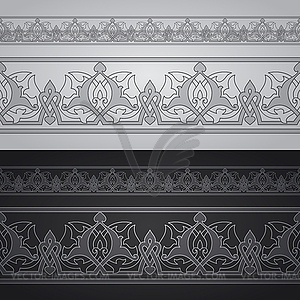 Seamless floral tiling borders - vector image