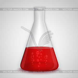 Laboratory flask with red liquid - vector image