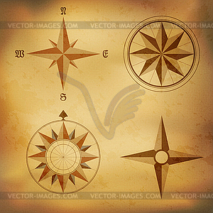 Old vintage windrose compass - vector clip art