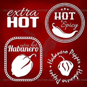 Extra hot pepper labels - vector clipart