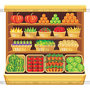 Supermarket. Vegetables and fruits - vector clipart