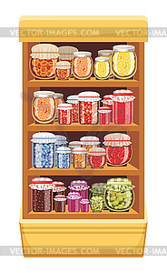 Store shelves with jam - vector clipart