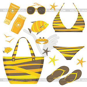 Fashionable set with swimming suit - vector image