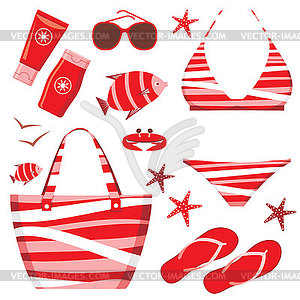 Fashionable set with swimming suit - vector clipart