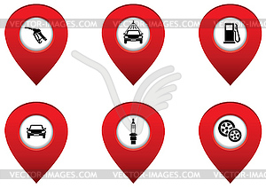 Set of map pointers - color vector clipart