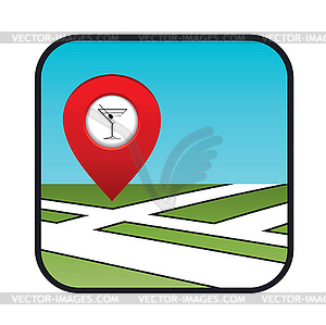План города икона с указателем бар - изображение в формате EPS