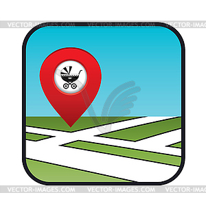 Street map icon with pointer - vector clip art