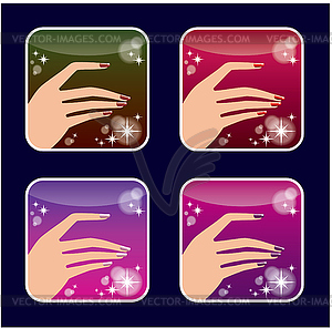 Set of icons of women`s manicure - vector clipart