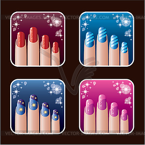 Set of icons of women`s manicure - vector image