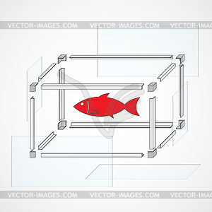 Схема для построения аквариум для рыб - цветной векторный клипарт