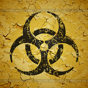 Black emblem painted on grunge wall - biohazard logo - vector clip art