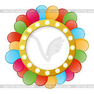 Holiday round banner with color balloons - vector image