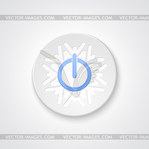 Abstract power button on snowflake - color vector clipart