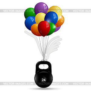Металл спорта вес на букет из воздушных шаров - клипарт