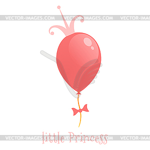 Balloon with gold crown. Background little princess - vector clipart