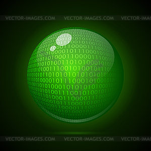 Digital green globe on dark background - vector clip art