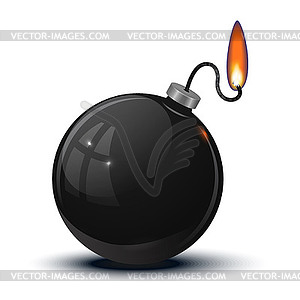 Old round bomb with lit fuse - vector clipart / vector image