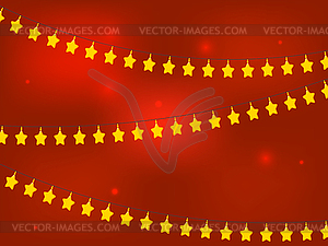Golden Christmas Star on blue background - - vector image