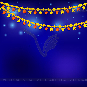 Golden Christmas Star on blue background - - stock vector clipart