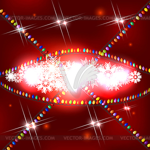 Abstract red background with Christmas lights - color vector clipart