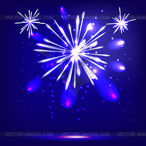 Blue background with fireworks - vector clip art