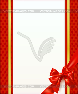 Greeting card template with red bow and ribbon. - vector clipart