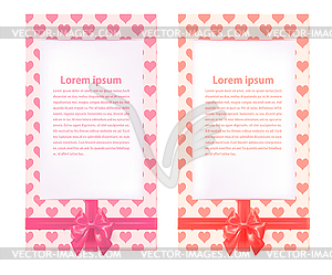 Two Beautiful greeting cards with red bows and - vector clipart