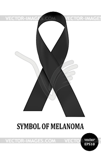 Symbol of melanoma. Black ribbon - sign of - vector clip art