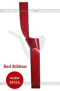 Red satin ribbon with knot. Design eleme - vector clip art