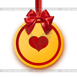 Bright colored badge on Valentine`s Day with - vector image