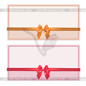 Set of greeting cards with bows of satin ribbons - vector image