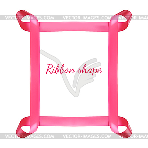 Square shape of red satin ribbon. Design element. - vector image