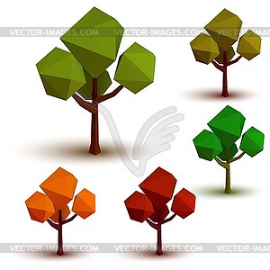 Набор деревьев в разные времена года в стиле - векторная иллюстрация