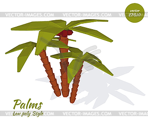 Group of palm trees in low poly style - vector clip art