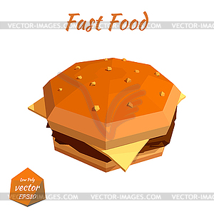 Cheeseburger with cutlet, cheese and tomato ba - color vector clipart