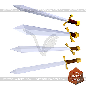 Set of swords . Low poly style. Vect - vector clip art