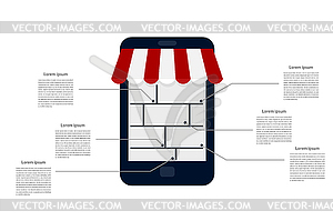 Icons Infographic: internet shop showcase back - vector image