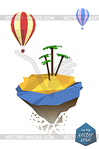 Exotic Icons: island with sea and plamami, - vector clipart