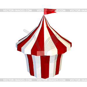 Striped tent of circus is . Low poly style. i - vector image