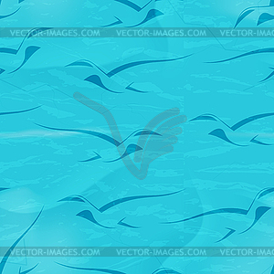 Seamless blue background with birds in background o - royalty-free vector image