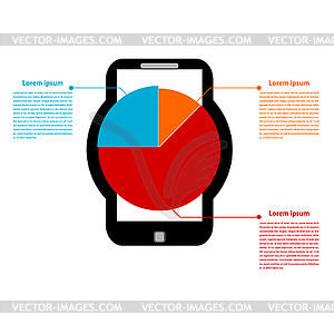 Mobile phone and diagram . Data anal - vector image